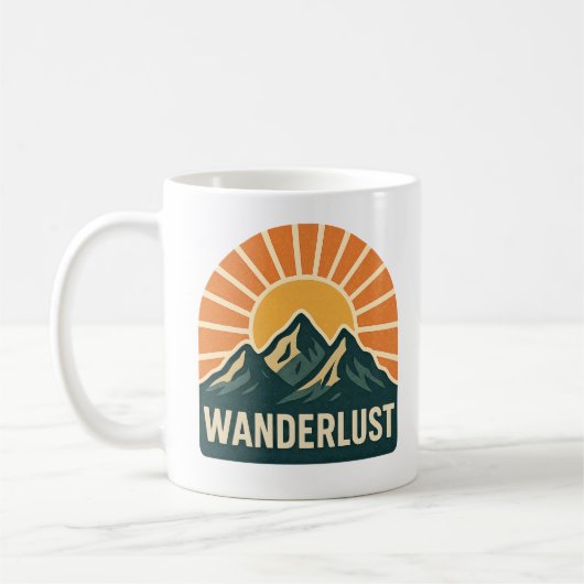 Wanderlust Retro Blue Mountain Sunrise Nature Art Koffiemok (Links)