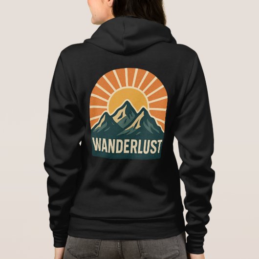 Wanderlust Retro Blue Mountain Sunrise Outdoor Sun Hoodie (Achterkant)