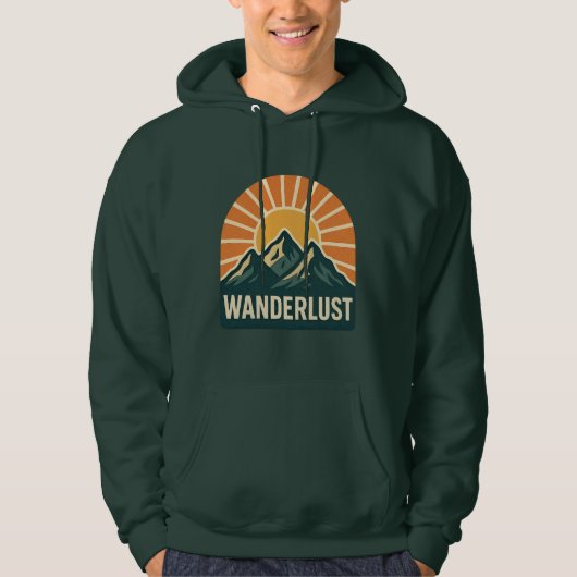 Wanderlust Retro Blue Mountain Sunrise Outdoor Sun Hoodie (Voorkant)
