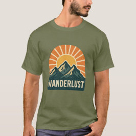 Wanderlust Retro Blue Mountain Sunrise Outdoor Sun T-shirt