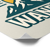 Wanderlust Retro Teal Mountain Sunrise Hiking Art Poster (Hoek)