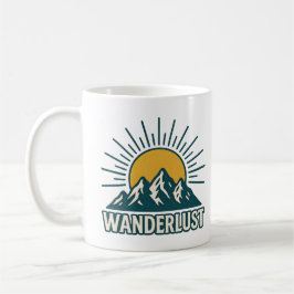 Wanderlust Retro Teal Mountain Sunrise | Hiking Koffiemok