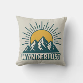 Wanderlust Retro Teal Mountain Sunrise | Hiking Kussen