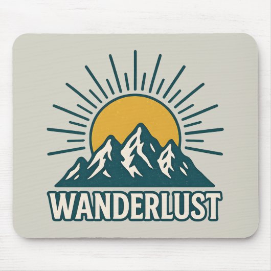 Wanderlust Retro Teal Mountain Sunrise | Hiking Muismat (Voorkant)