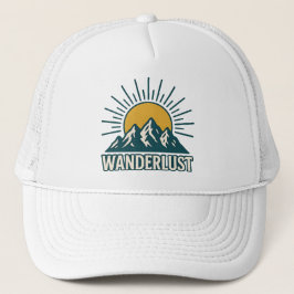 Wanderlust Retro Teal Mountain Sunrise | Hiking Trucker Pet