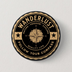 Wanderlust Road Trip Outdoor Camping Travel Hiking Ronde Button 5,7 Cm