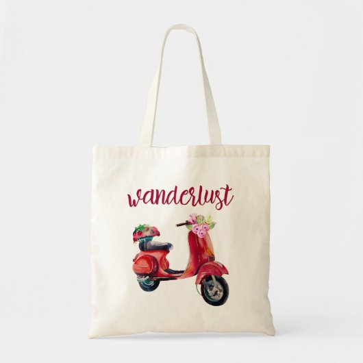 Wanderlust - rode Waterverf met bloemen Tote Bag (Voorkant)
