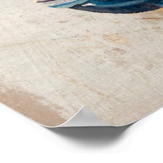 Wanderlust - Rode Waterverf Moped Poster (Hoek)