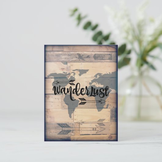 Wanderlust Rustic Wood Travel Briefkaart (Staand voorkant)