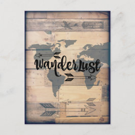 Wanderlust Rustic Wood Travel Briefkaart