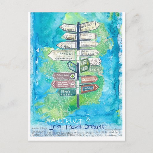 Wanderlust Signpost of Ireland Briefkaart (Voorkant)