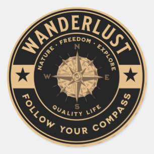Wanderlust Travel Lover Map Stijlvolle Exploratie Ronde Sticker
