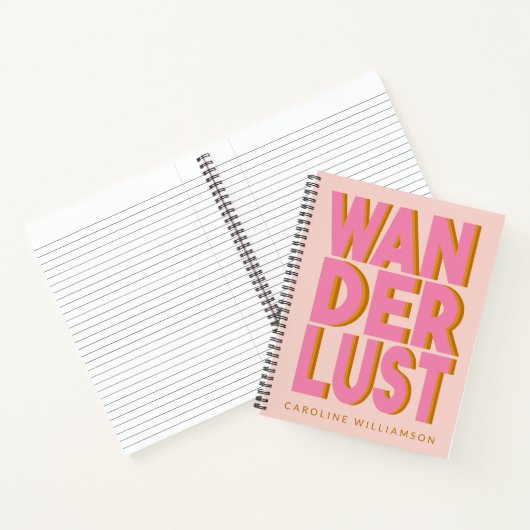 Wanderlust Travel Quote in Roze Typografie Name Notitieboek (Binnen)