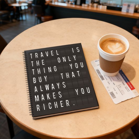 Wanderlust Travel Quote met Flipboard Typografie Notitieboek