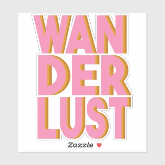 Wanderlust Travel Typografie Design in Roze Sticker (Vel)