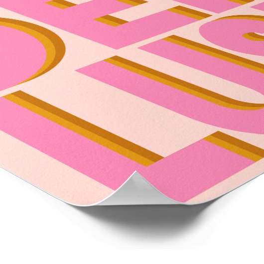 Wanderlust Typography Wall Art Poster in roze (Hoek)