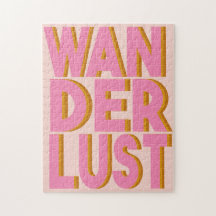 Wanderlust Typography Wall Art Poster in roze
