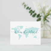 Wanderlust, verlangen naar reizen, blauwgroen were briefkaart (Staand voorkant)