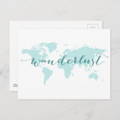 Wanderlust, verlangen naar reizen, blauwgroen were briefkaart (Voorkant / Achterkant)