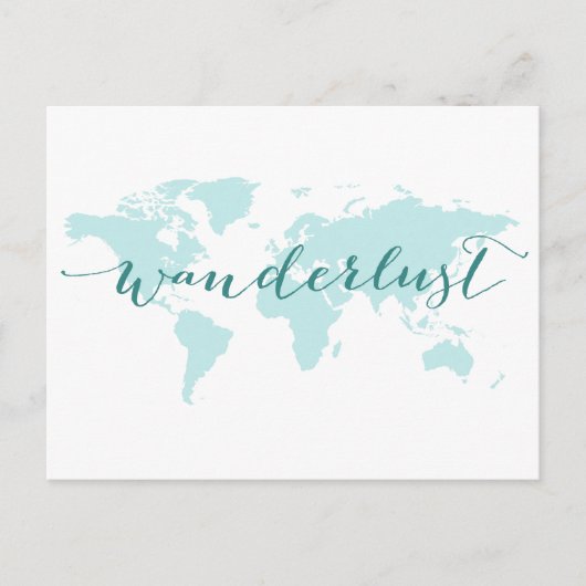 Wanderlust, verlangen naar reizen, blauwgroen were briefkaart (Voorkant)