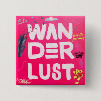Wanderlust Vierkante Button 5,1 Cm