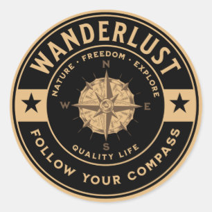 Wanderlust vintage logo fiets fietsen ronde sticker