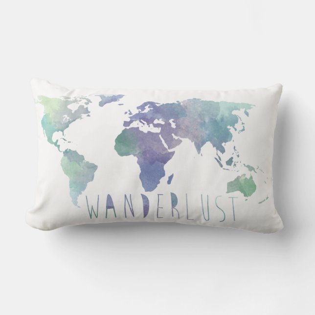 Wanderlust Waterverf Pillow Kussen (Voorkant)