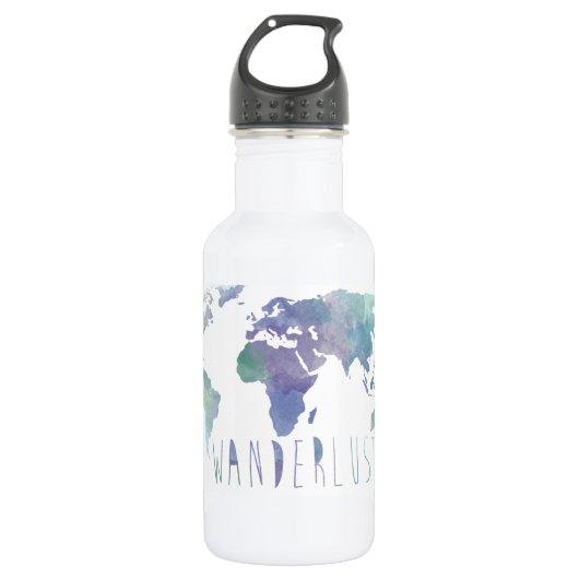 Wanderlust Waterverf Water Fles (Voorkant)