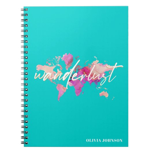 Wanderlust Waterverf Wereldkaart Revel Journal Notitieboek (Voorkant)