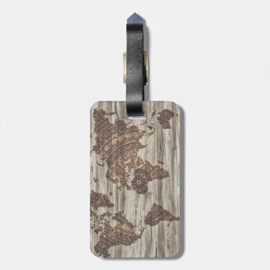 Wanderlust wereldkaart | BAGAGELABEL (Achterkant verticaal)