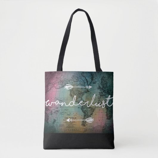Wanderlust Wereldkaart Canvas tas (Voorkant)