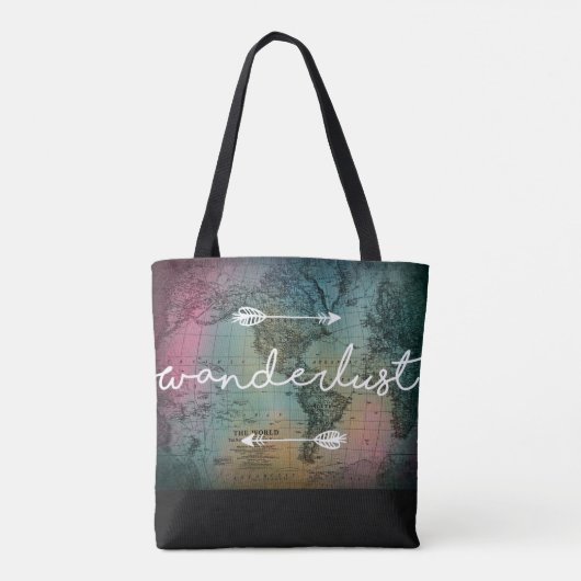 Wanderlust Wereldkaart Canvas tas (Achterkant)