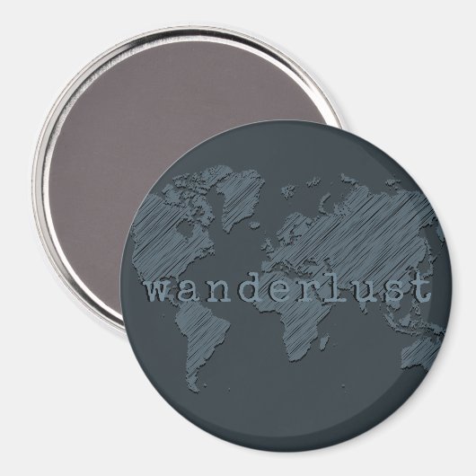 Wanderlust Wereldkaart | Gunmetal Gray Magneet (Voorkant / Achterkant)