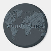 Wanderlust Wereldkaart | Gunmetal Gray Magneet (Voorkant)