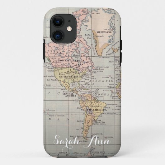 Wanderlust wereldkaart smartphone hoesje op maat N (Achterkant)