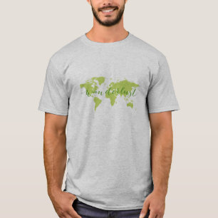 Wanderlust, wereldkaart t-shirt