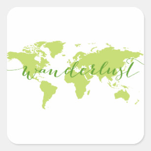 Wanderlust, wereldkaart vierkante sticker