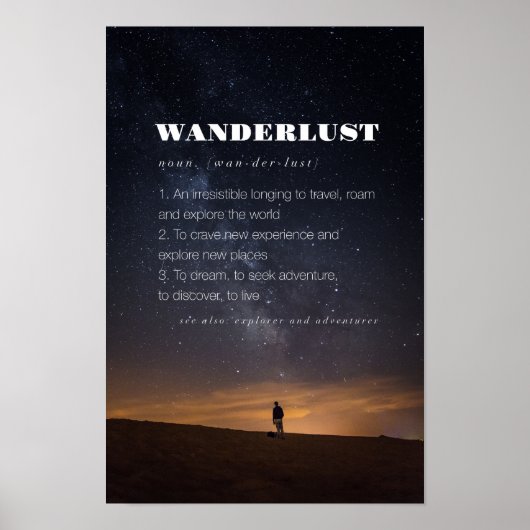 Wanderlust Word Definition Travel Poster (Voorkant)