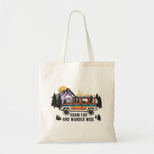 Wanderlust zwerven ver en dwalen breed tote bag