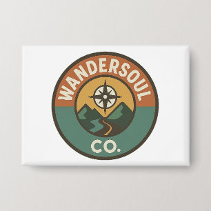 WanderSoul Co. – Retro Reis Logo Knop Button