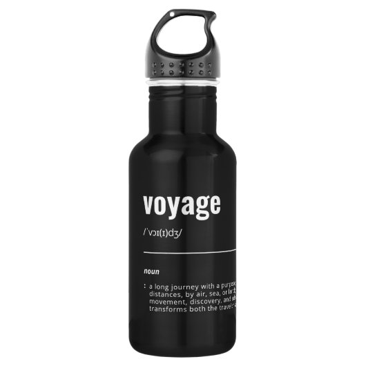 WanderTag - Minimalistische zwarte waterfles (Voorkant)