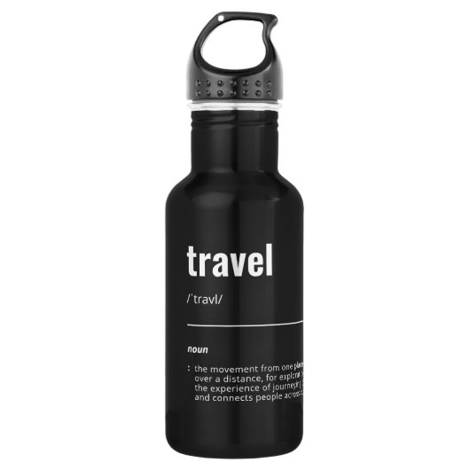 WanderTag - Minimalistische zwarte waterfles Waterfles (Voorkant)