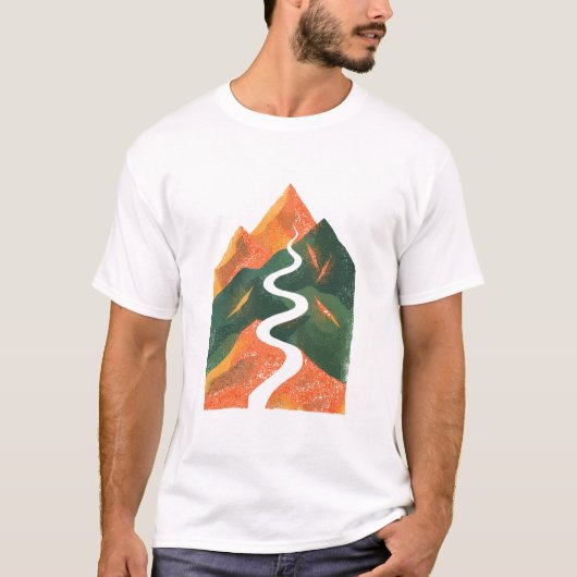 Wanderweg Durch Die Berge Im Retro-Stil T-shirt (Voorkant)