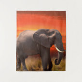 Wandkleed met Afrikaanse olifant en zonsondergang (Voorkant)
