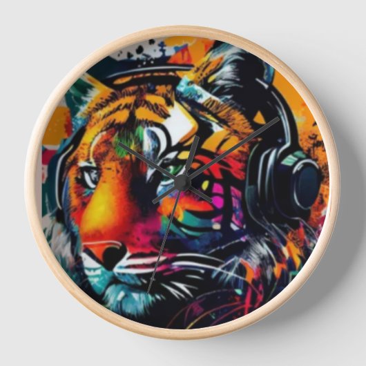 Wandklok, 10-inch rondhout Lijst (Voorkant)
