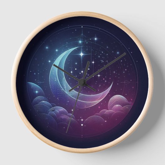 Wandklok, 10-inch rondhout Lijst (Voorkant)