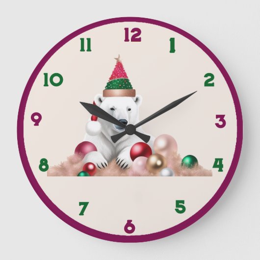 Wandklok, 10-inch rondhout Lijst Grote Klok (Voorkant)