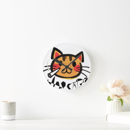 Wandklok, 10-inch rondhout Lijst Ronde Klok (Huis)