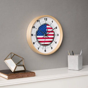 Wandklok, 10 "Round Natural Wood Lijst USA
