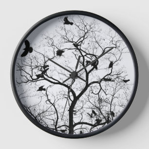 Wandklok, 25,4 cm rond natuurlijk Lijst van hout